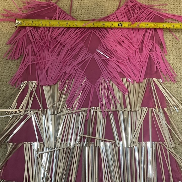 ASOS Design Cami Mini Dress with Embellished Tassels in Pink and Silver Size 0 - Picture 10 of 14